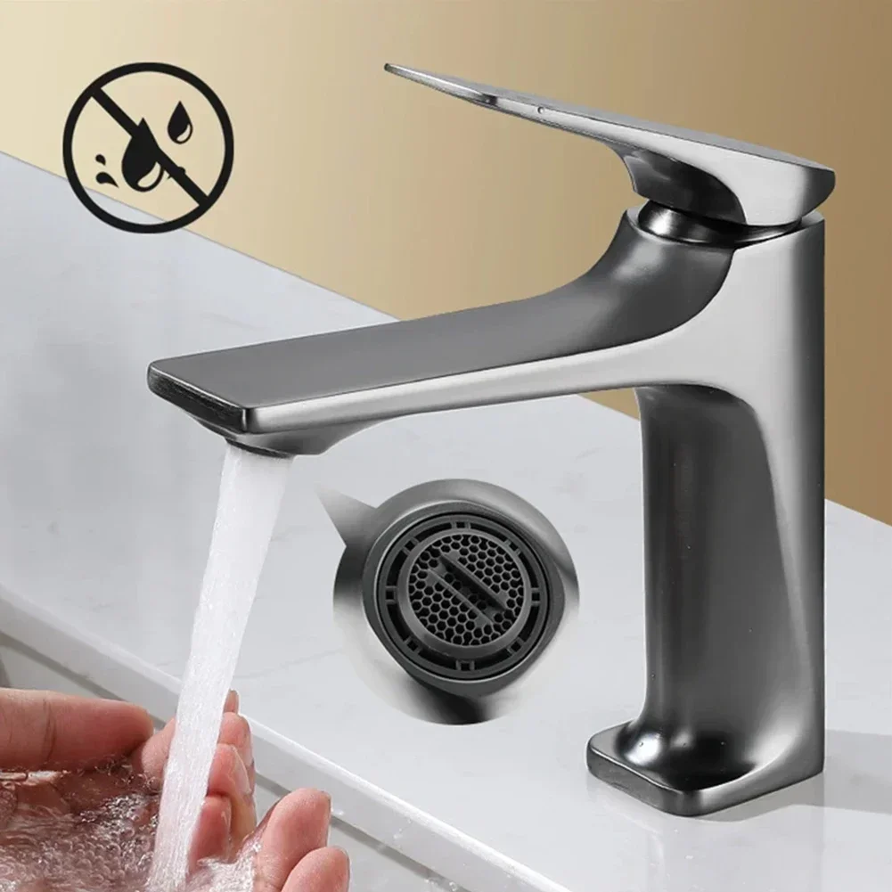 1pcs Brass Core Modern Bathroom Sink Faucet Single Handle Deck Mounted Wash Basin Water Tap Hot And Cold Mixer Household