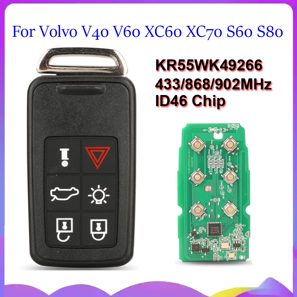Jingyuqin New 433/868/902MHz PCF7953 5WK49-224/225 KR55WK49266 Keyless Remote Smart Key For Volvo V40 V60 XC60 XC70 S60 S80 S90