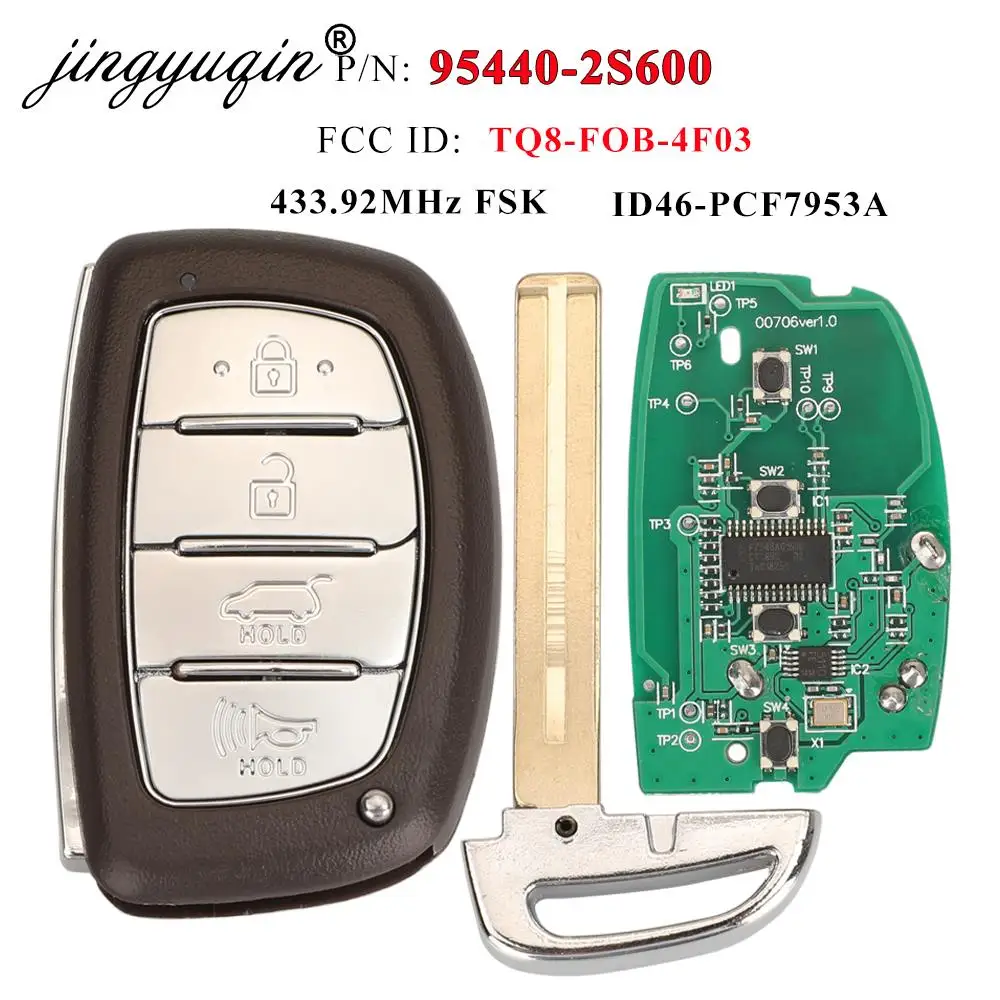 jingyuqin 95440-2S600 inteligentny Keyless 433Mhz ID46-7953 kluczyk samochodowy dla Hyundai Tucson 2014 2015 IX35 TQ8-FOB-4F03 inteligentny klucz