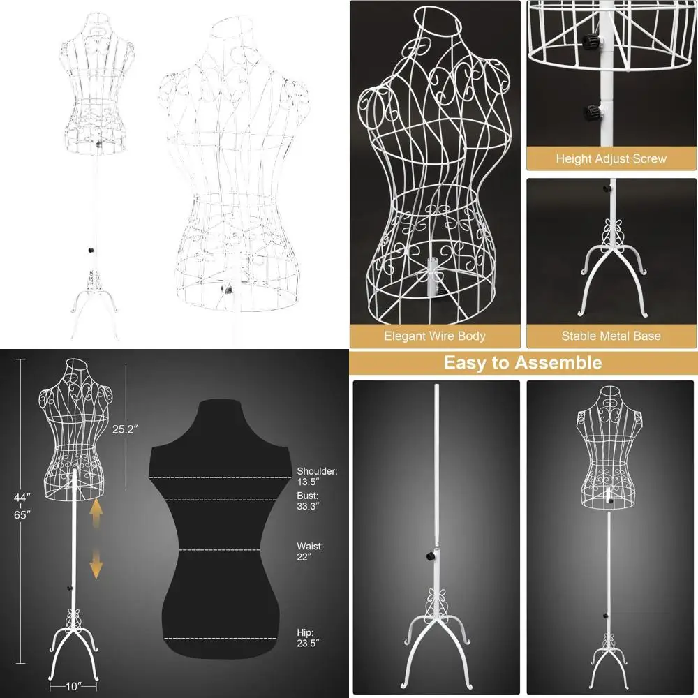 

Винтажный проволочный манекен, регулируемая высота, маленькая белая металлическая проволочная подставка для домашнего декора