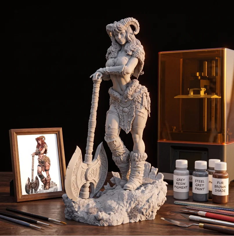 1/24 1/18 1/12 Brave tribal warrior girlUnpainted Unassembled 3D Printing Resin Figure Model Garage Kit