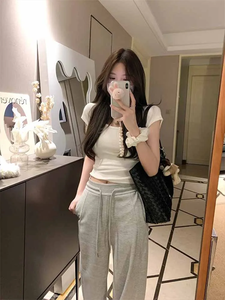 Cor básica u-ne elástico ort sve camiseta feminina verão picante apertado ajuste ort sle base de emagrecimento irt topo