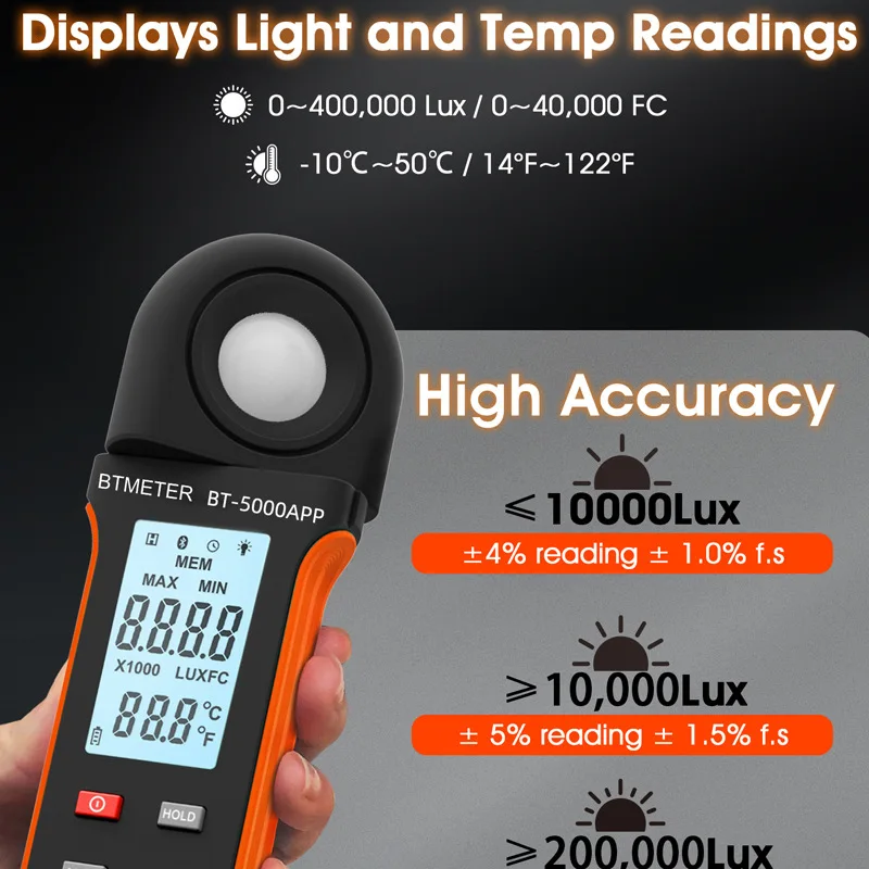 Illuminance Meter, Light Meter, for Lighting Design and Evaluation, High-precision Lumen Test, Illumination Meter, Light Meter