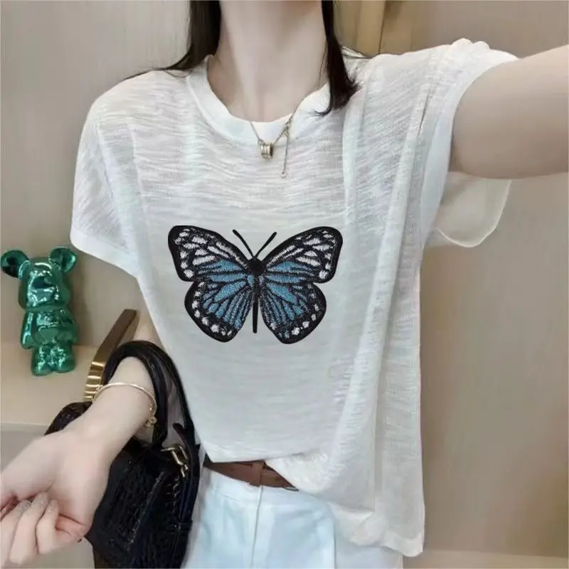 

Women's Summer 2026 Trendy Short Sleeve Base Shirt Flattering plus Size Floral Print Versatile Commute Style round Neck T-shirt
