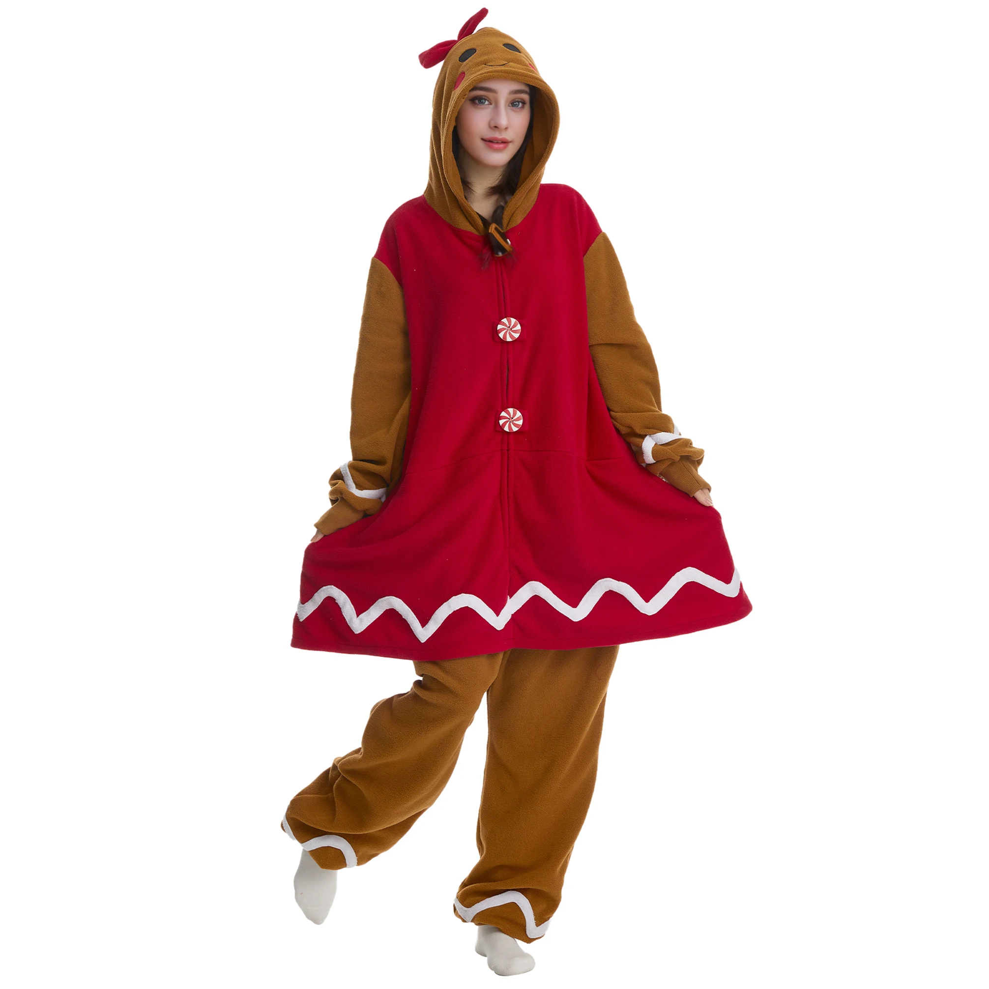 

Onesieshow Animal Kigurumi Pyjamas Halloween Onesies Adult Cartoon Brown Pajama Cosplay Party Costume Women Homewear