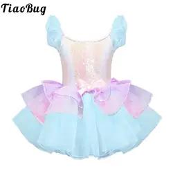 Vestito da balletto per ragazze Ballerina Tulle Tutu Costume paillettes maglia giuntura ginnastica body bambini Ballerina Stage Performance Clothes