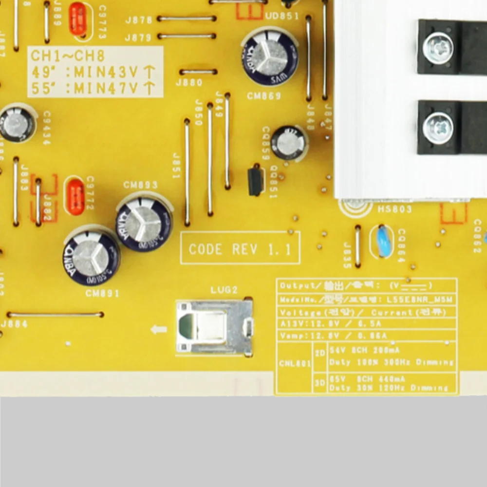 QN49Q6FAMFXZA UA55MU7000KXXM UA55MU7700JXXZ UA55MU8000WXZW UA55MU9000WXXY 전원 공급 장치 보드용, LED L55E8NR_MSM BN44-00911A