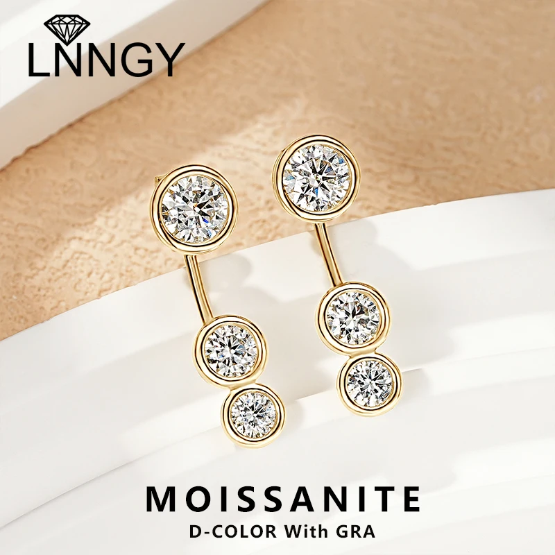 

Lnngy Двусторонние серьги-гвоздики 2 в 1 спереди и сзади D1.00CT Серьги с муассанитом для женщин Серьги из стерлингового серебра 925 пробы с пирсингом