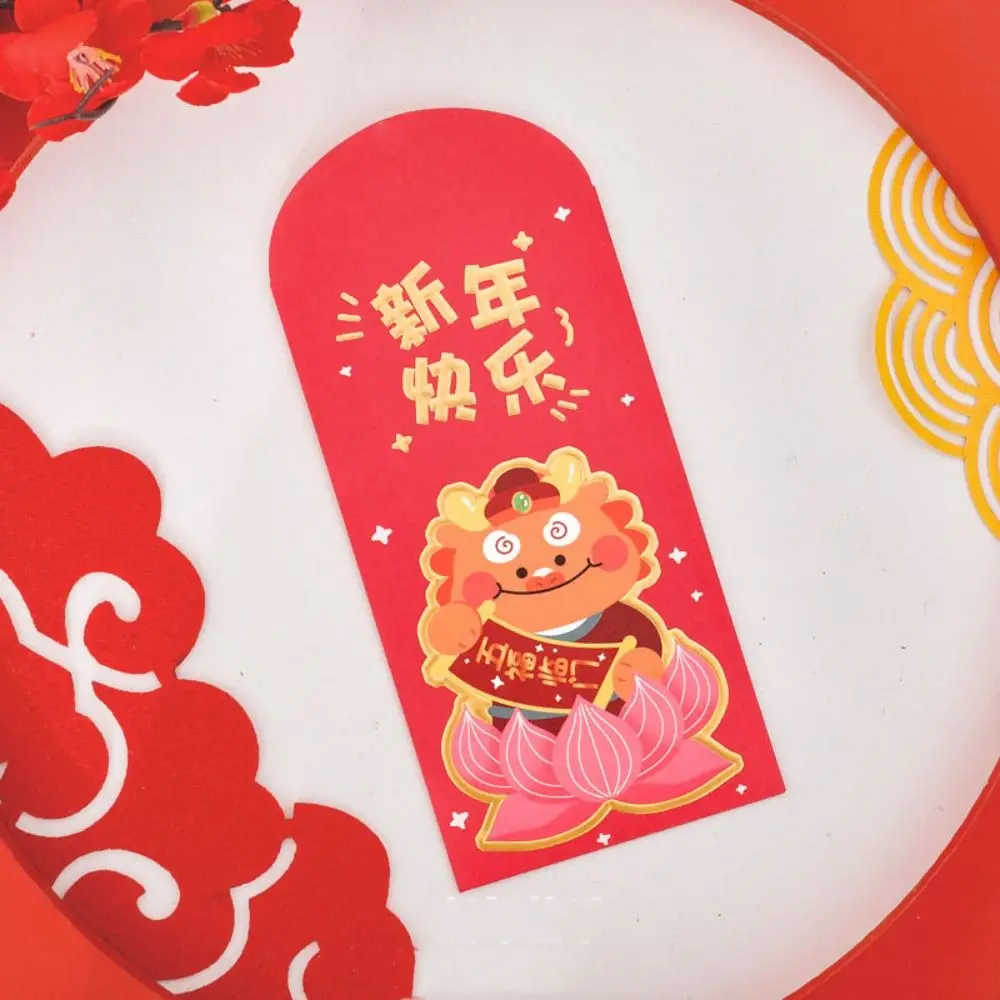 5 stks/set Cartoon Draak Jaar Rode Envelop Leuke 3D Ontwerp Nieuwjaar Rood Pakket Hot Stamping Cartoon Envelop Tas kinderen Gift
