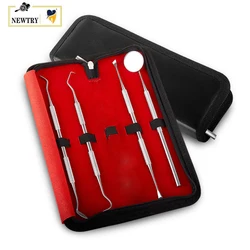 4/6Pcs Dental Instrument Tool Kit Mouth Mirror Probe Sickle Scaler Tweezer Oral Hygiene Care Tooth Clean Calculus Tartar Scraper