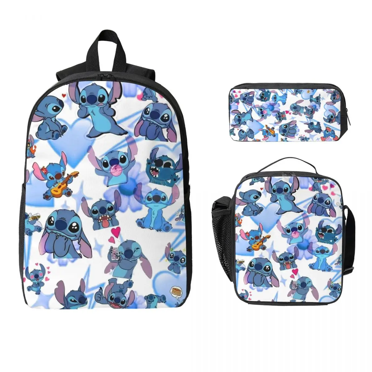 

Stitch Backpack Student Boys Girls BookBag School Bag Computer Shoulder Bags 3ps Insulated Lunch Bag Pencil Case
