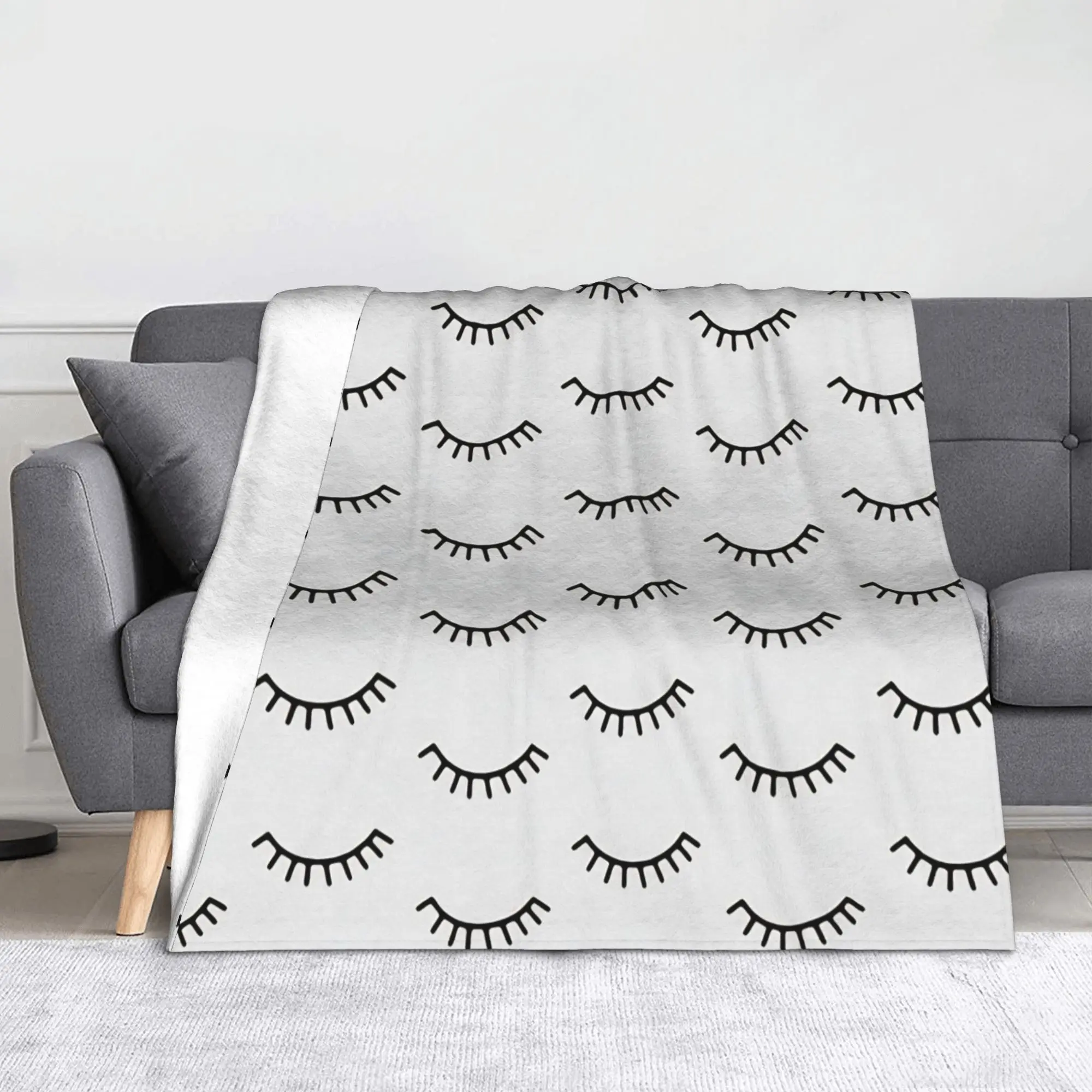 Closed Eyes Pattern Wool Blanket  Close Eyes Creative Throw Blanket for Home Hotel Sofa  200x150cm Rug Piece