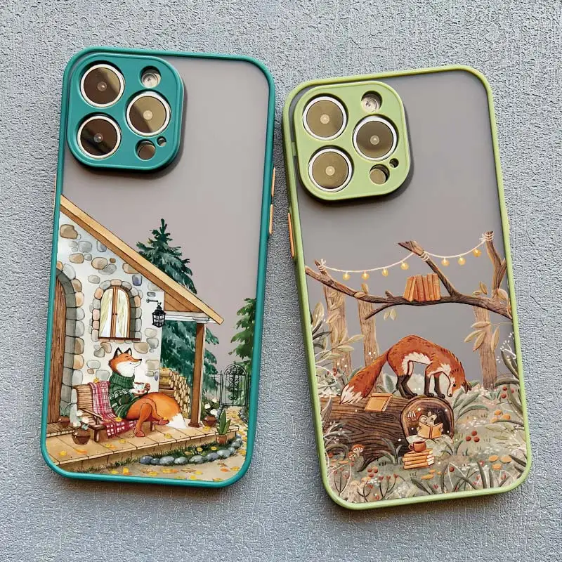 Capa de telefone à prova de choque para iPhone, Urso, Raposa, Esquilo, iPhone 11, 15, 14, 13, 12 Pro Max, XS, XR, X, 7, 8, 15 Plus