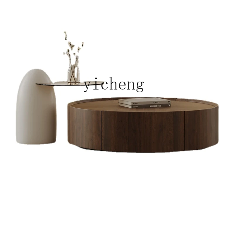 Zk round Coffee Table Minimalist Modern Minimalist Walnut Living Room Home Design Tea Table Combination