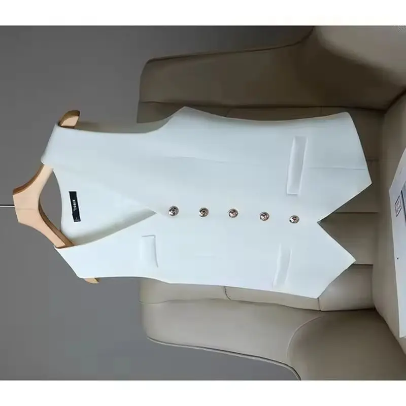 

2026 Summer New High-quality Temperament Suit Vest Female V-neck Single-breasted Sleeveless Blazer Waistcoat Female Short Tops