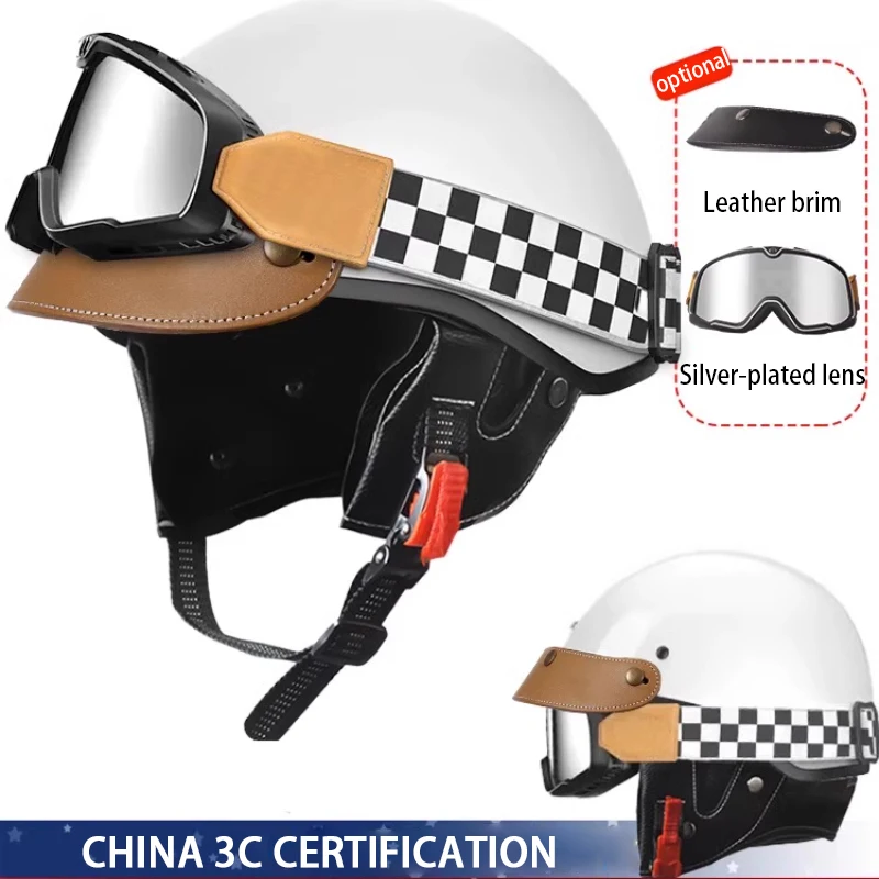 AD Retro Motorcycle Helmets for Men Vintage MOTO Half-helmet Unisex Locomotive Motorbike Certified Safety Cap Free Shipping