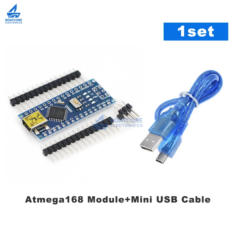 Nano ATmega168 Development Board Compatible for Arduino Nano ATmega168PA-AU CH340C USB Driver Replace CH340G with Mini USB Cable