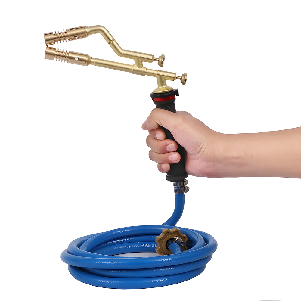 Immagine 5: Torcia a fiamma per saldatura in rame a doppia testa di alta qualità, 2000 ℃   Lanciafiamme a GPL per Riparazione di Condizionatori d'Aria e Lavori di Saldatura