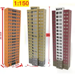 1/150 N Scale Train Scene Building Model 19 Storey Orange Commercial Residence DIY Miniature Sand Table Scenery Layout Hobby Toy