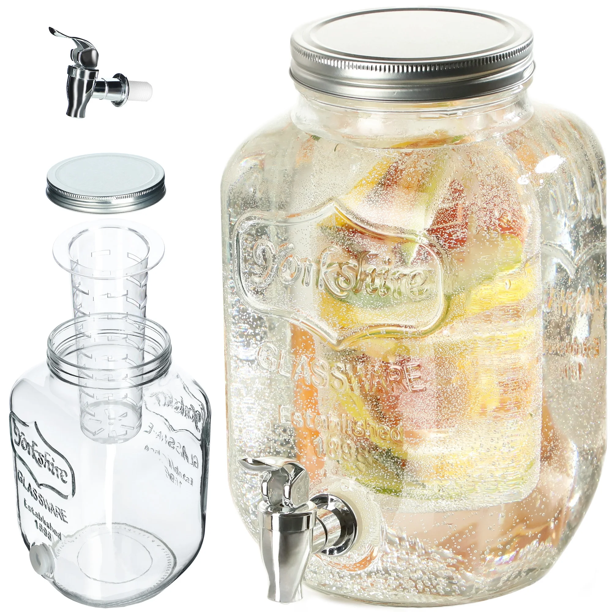 KADAX 4L glazen waterwagenpot limonadesappen met voering