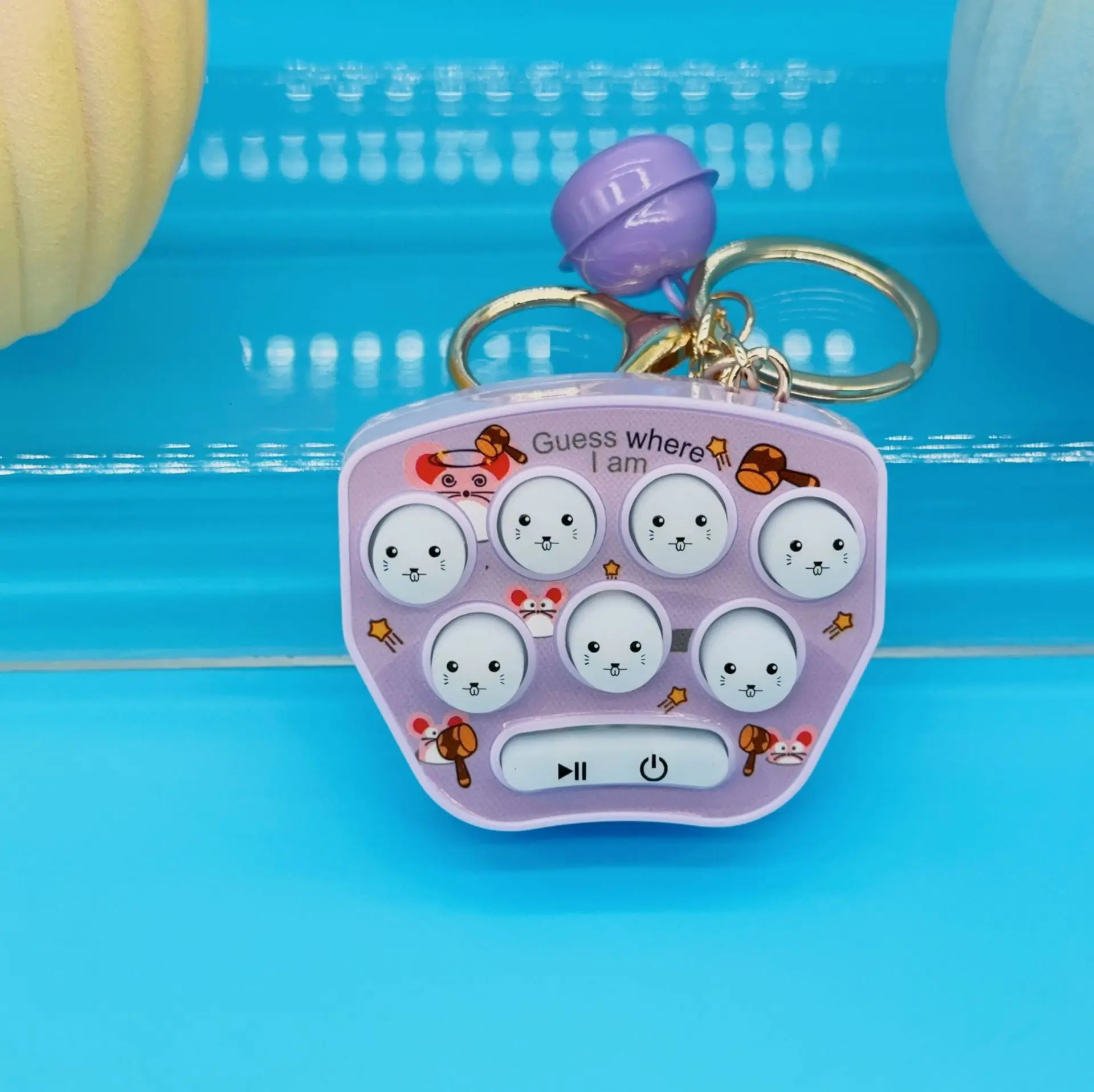 Mini Whack-a-Mole Game Keychain Fun And Relaxing Cartoon Gopher Game Machine With Light Sound Battery Operated Mini Hamster