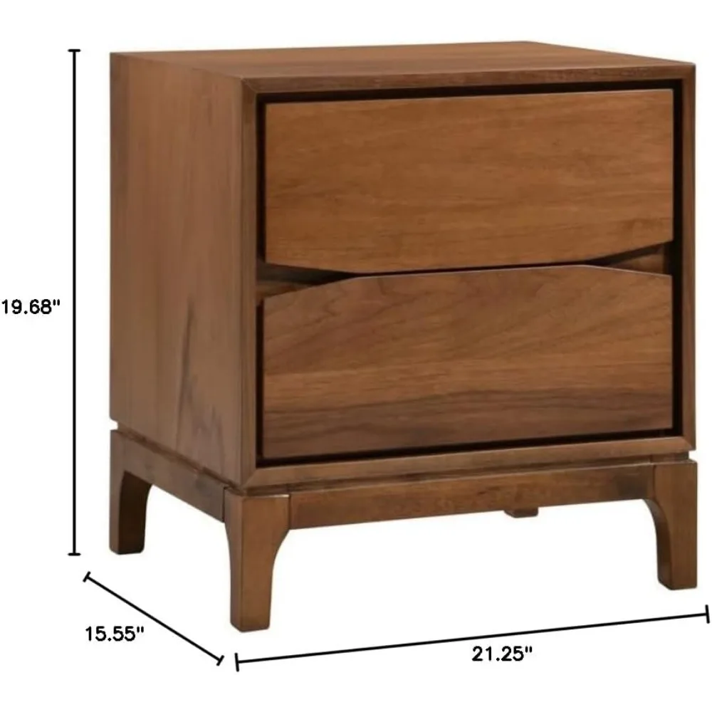Comodino a due cassetti Monte Rosa in noce