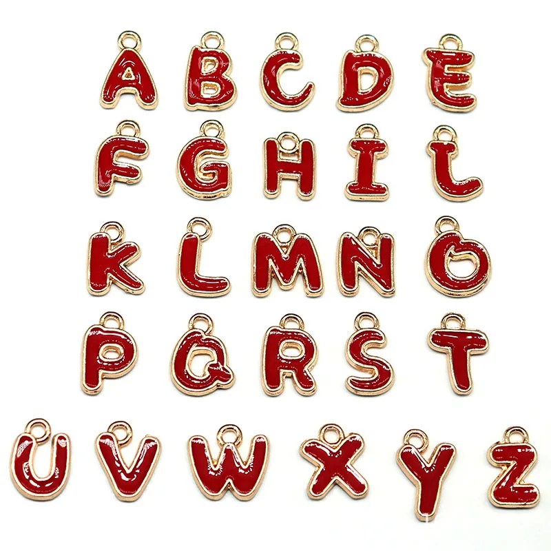 26pcs A-Z Letter Charms Double Face Enamel Letter Charms Alphabet Initial multicolor optional moldes resina handmade