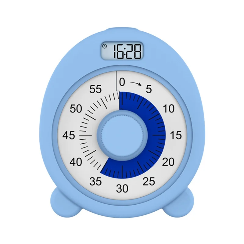 ABCL 1 Piece Rechargeable Visual Timer With Clock And Night Light,60 Minute Countdown Timer Blue ABS For Kids Adults