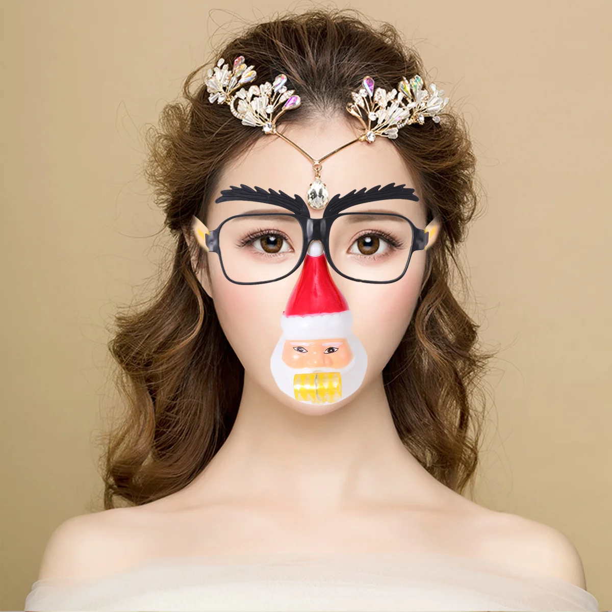 6 個のクリスマス眼鏡クリスマスパーティーの記念品楽しいメガネ子供用フォトブース小道具ノベルティコスチュームアクセサリーかわいいブローおもちゃ