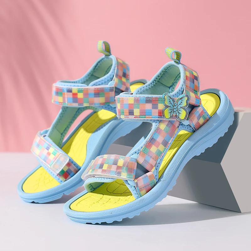 Summer Children Fashion Girls Sandals Open Toe Breathable Soft Sole Anti-slip Princess Shoes Comfortable Outdoor Beach Sandals