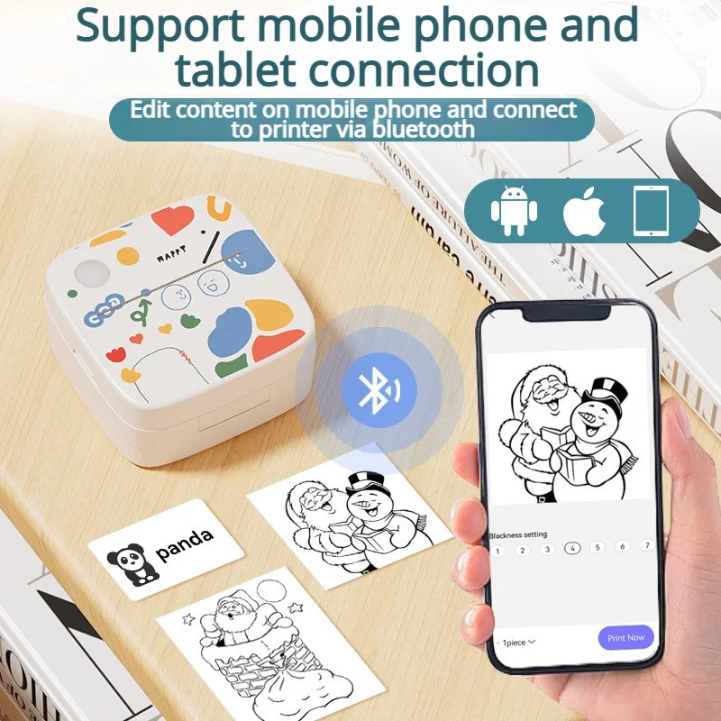 Mini Portable Thermal Printer Portable Mini Printers Wireless Bluetooth For Students Icorrect Notes And Inkless Printing