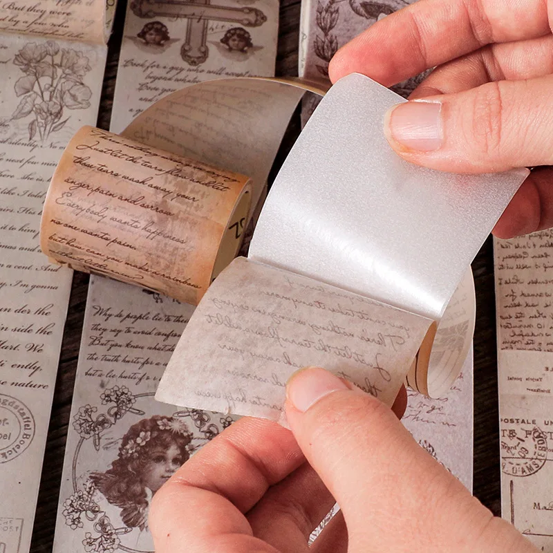 1roll Vintage Poems Ticket Letters Plants Washi Tape Decorative Adhesive Tape Decora Diy Scrapbooking Sticker Label image 3