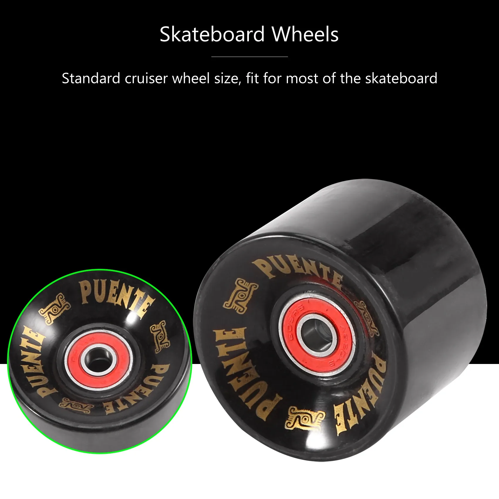 PUENTE 4Pcs/Set Cruiser Skateboard Wheels PU Wheels Long Board Cruiser Wheels with ABEC-9 Bearings