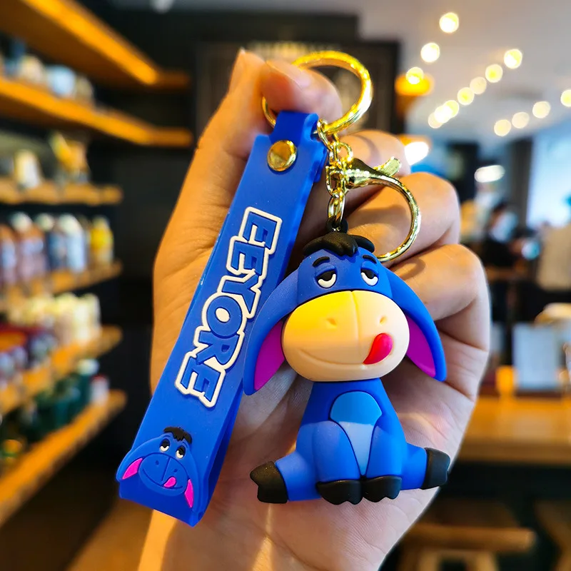 Cute Cartoon Disney Pooh Bear Piglet Eeyore Keychain Car Doll Bag Pendant Keyring Gift for Kids Friends Accessories Wholesale