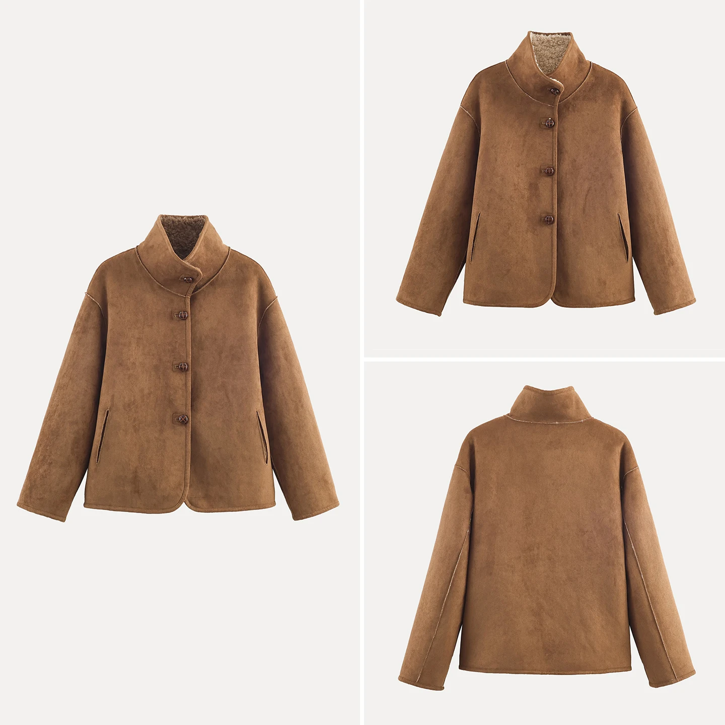 

Двусторонняя кожаная куртка с меховым воротником и вставками из меха для женщин, осень 2025, новый европейский стиль