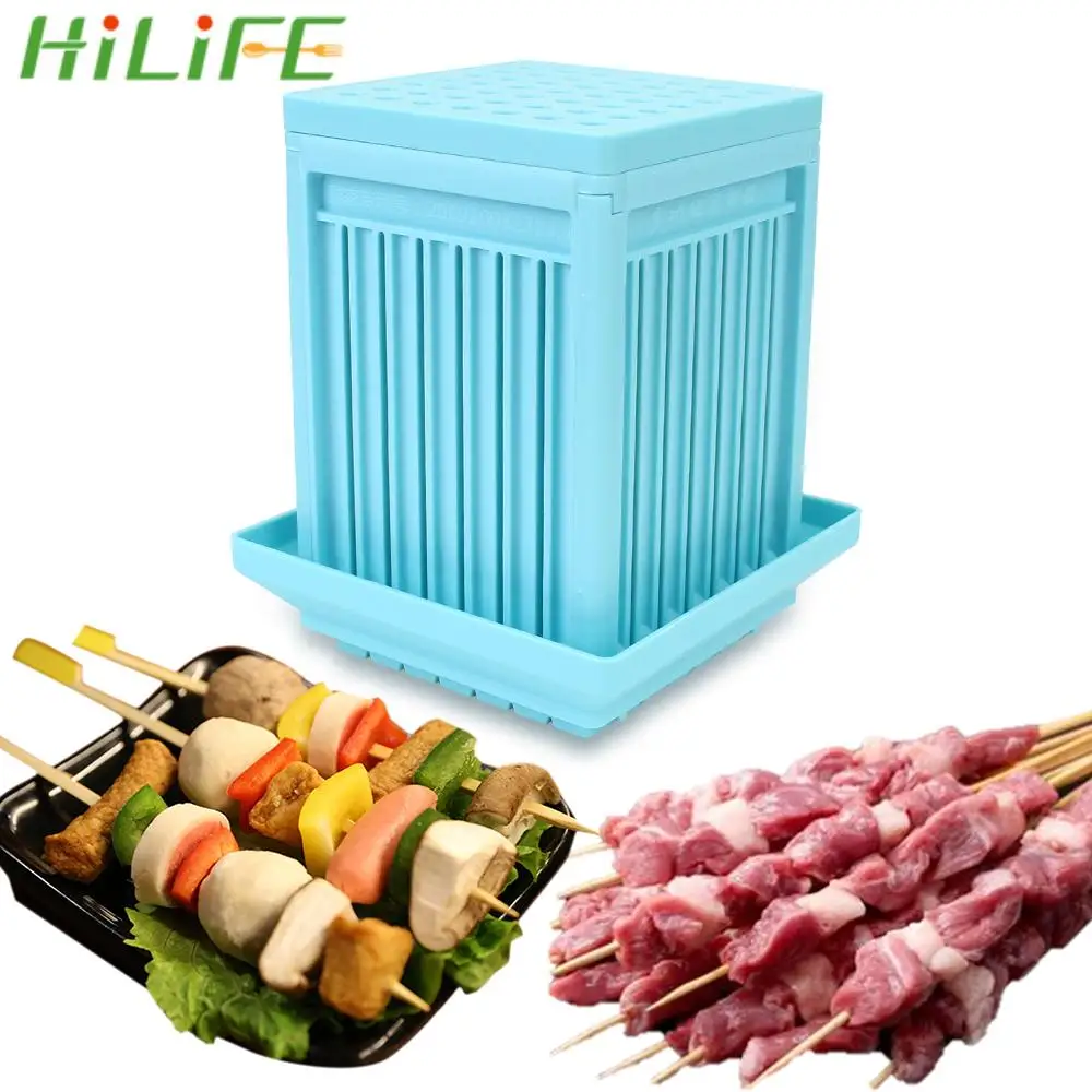 HILIFE Barbecue Stringer Box Machine 49 Holes Kebab Maker Vegetables Beef Pork Meat Barbecue Accessories Skewer Tools