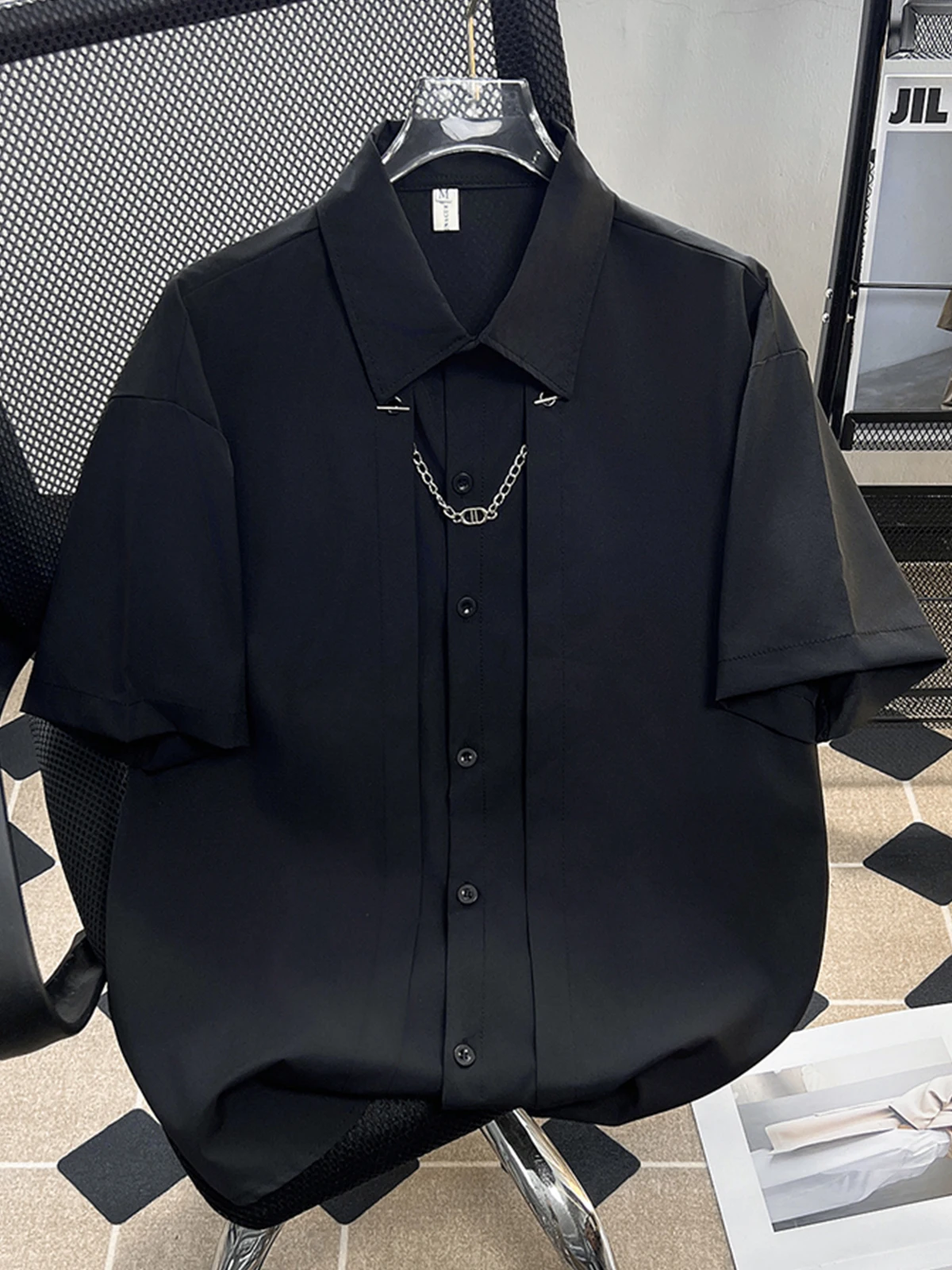 

Summer Thin ort Sve Casual irt for Teens Boys Faionable Korean Sle Loose Fit Flat Decorated No Iron Treaent