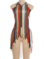 Sisterlinda Shirring Pull The Chain Tank Top Women Y2K Patchwork Backless Colorful Print Sexy Wild Street Midnight Zip Club Vest - Image 5