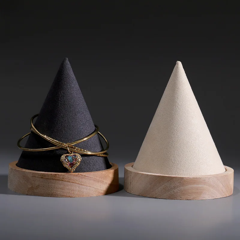 

Creative Wood Cone Bracelet Display Stand Ring Bangle Anklet Chain Necklace Jewelry Storage Rack HolderJewellery Props