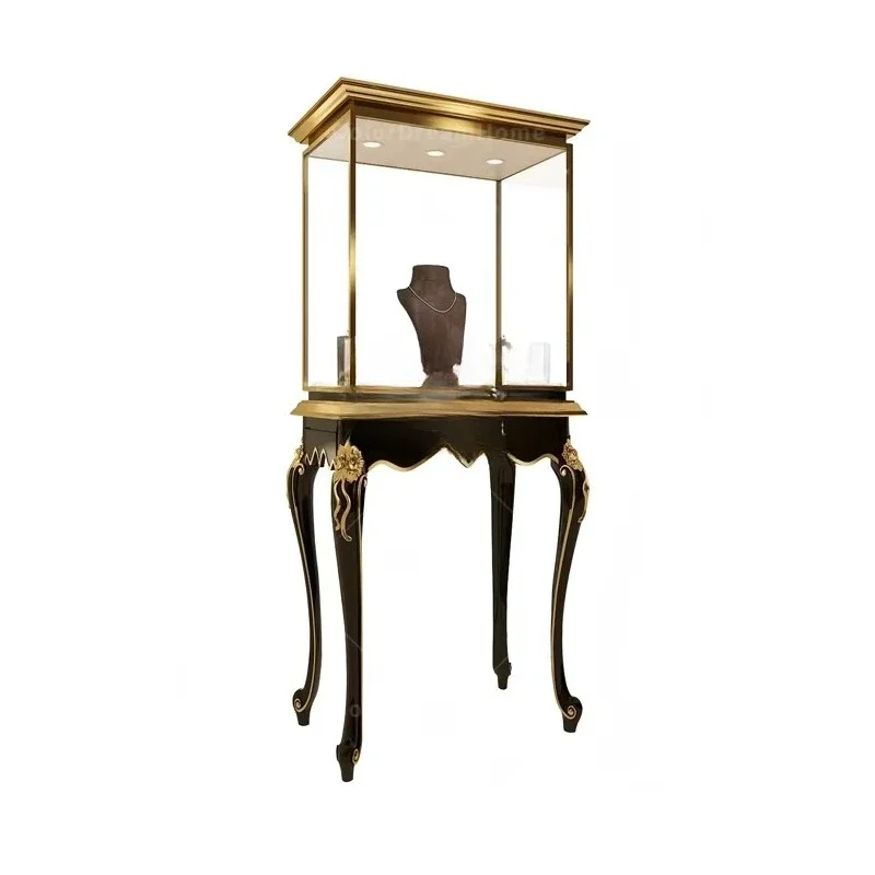 Gold Jewelry Cabinet with Light Emitting Diode Display Case