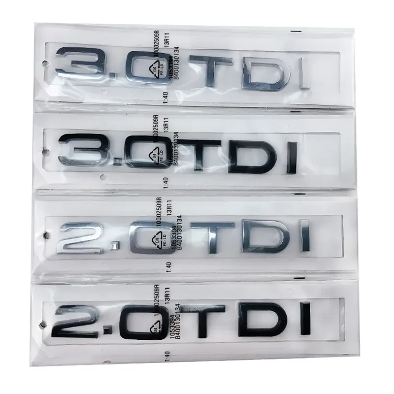 Chrome Black ABS Letters 2.0 TDI 3.0 TDI Rear Boot Trunk Logo Badge Emblem Sticker Decal for Audi A3 A4 A5 A6 Q3 Q5 Q7 S7