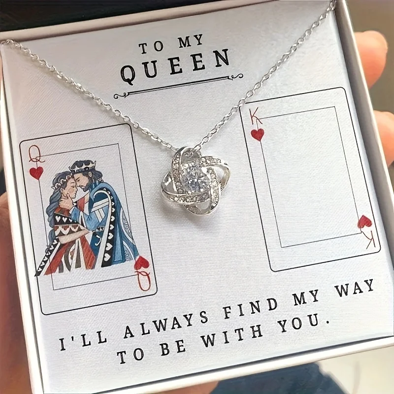 To My Wonderful Wife Queen Knot Love Necklace With Message Card And Gift Box