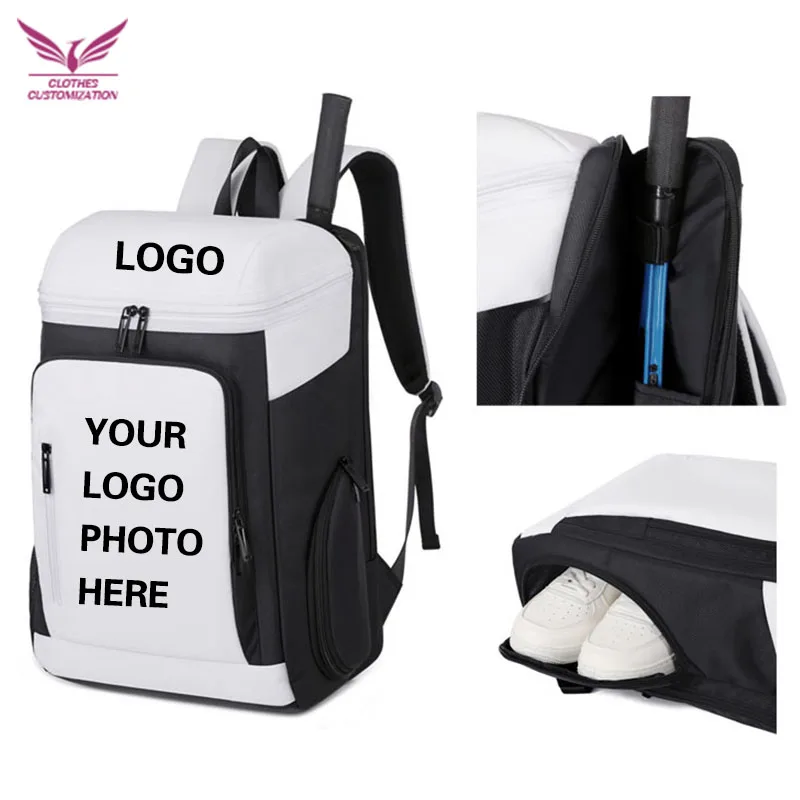 Badminton Backpack Custom logo Men's Tennis Backpack custom made Women's Sports Backpack Large Capacity Racket Bag  print photo