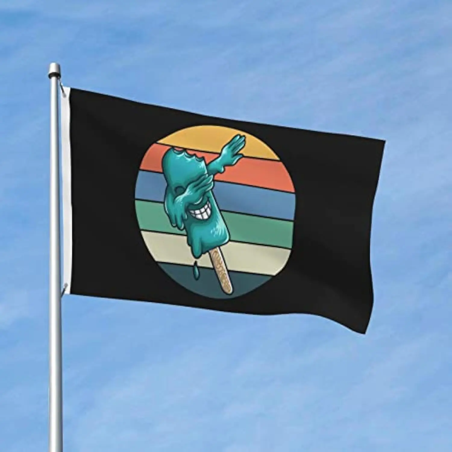 Dabbing Melting Popsicle Retro Sunset Flag Durable Polyester Outdoor Patio Decor Banner