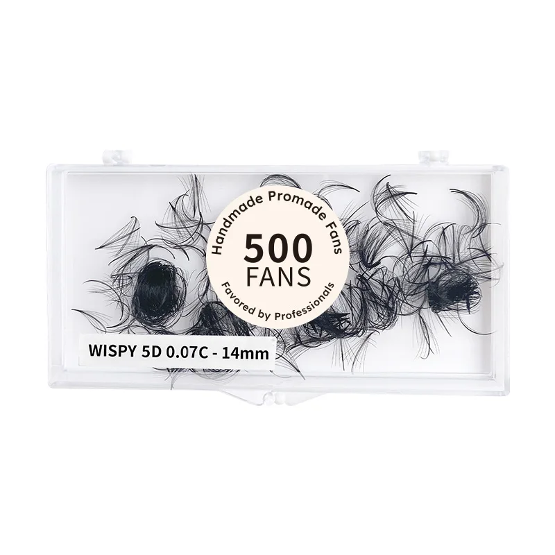 Wispy-abanicos de volumen prefabricados, extensiones de pestañas sueltas, Base puntiaguda de visón falso, 500