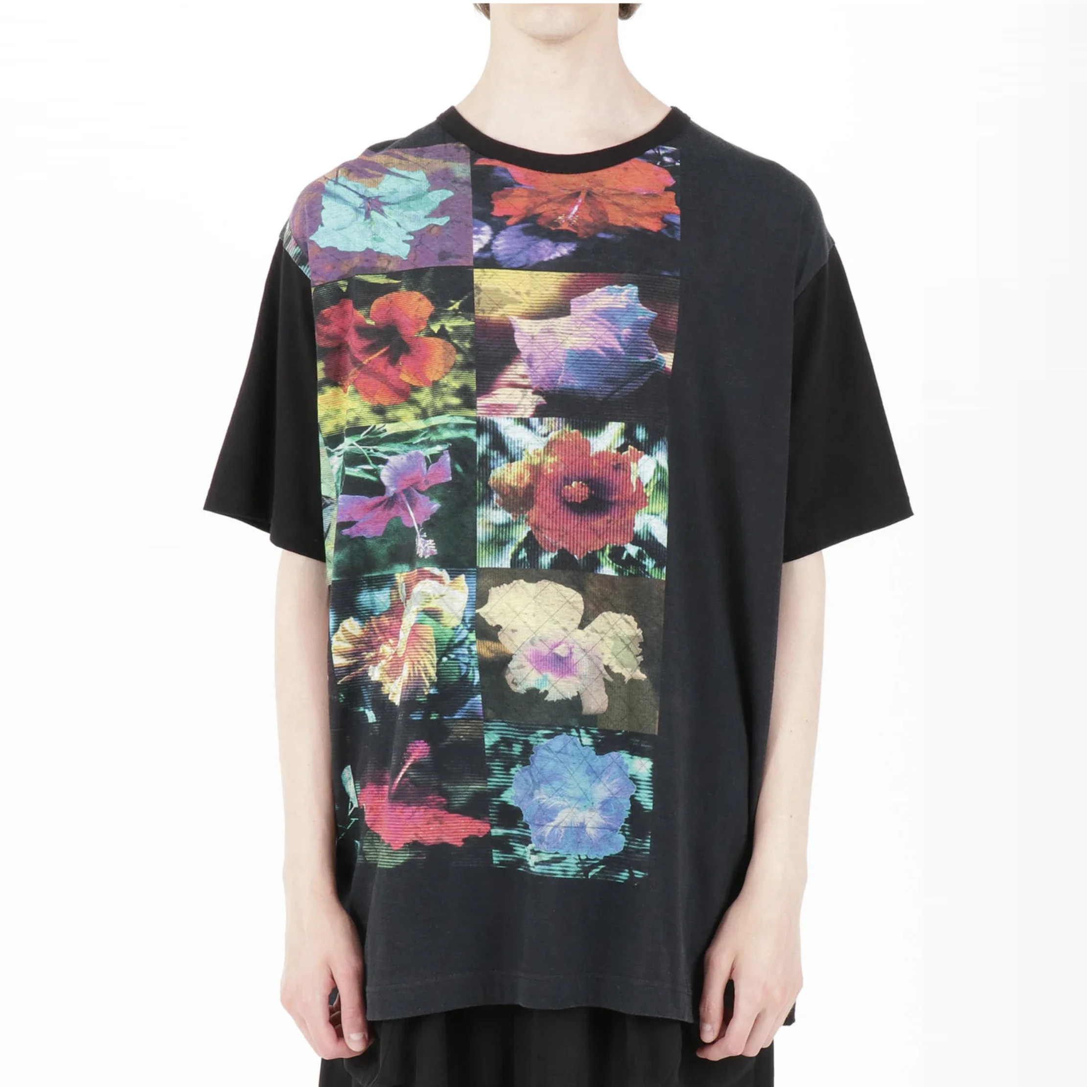 

YOJI OOAK оригинальная черная футболка с короткими рукавами и принтом цветочной книжки для струйной печати для японских нишевых модных мужчин