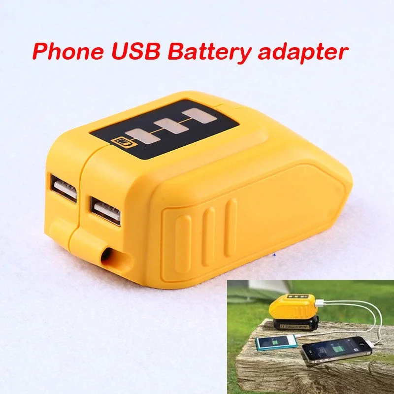 محول بطارية محول USB مزدوج لبطارية ليثيوم أيون 10.8 فولت-20 فولت مع دائرة قصيرة/حماية التيار الزائد مصدر طاقة محمول