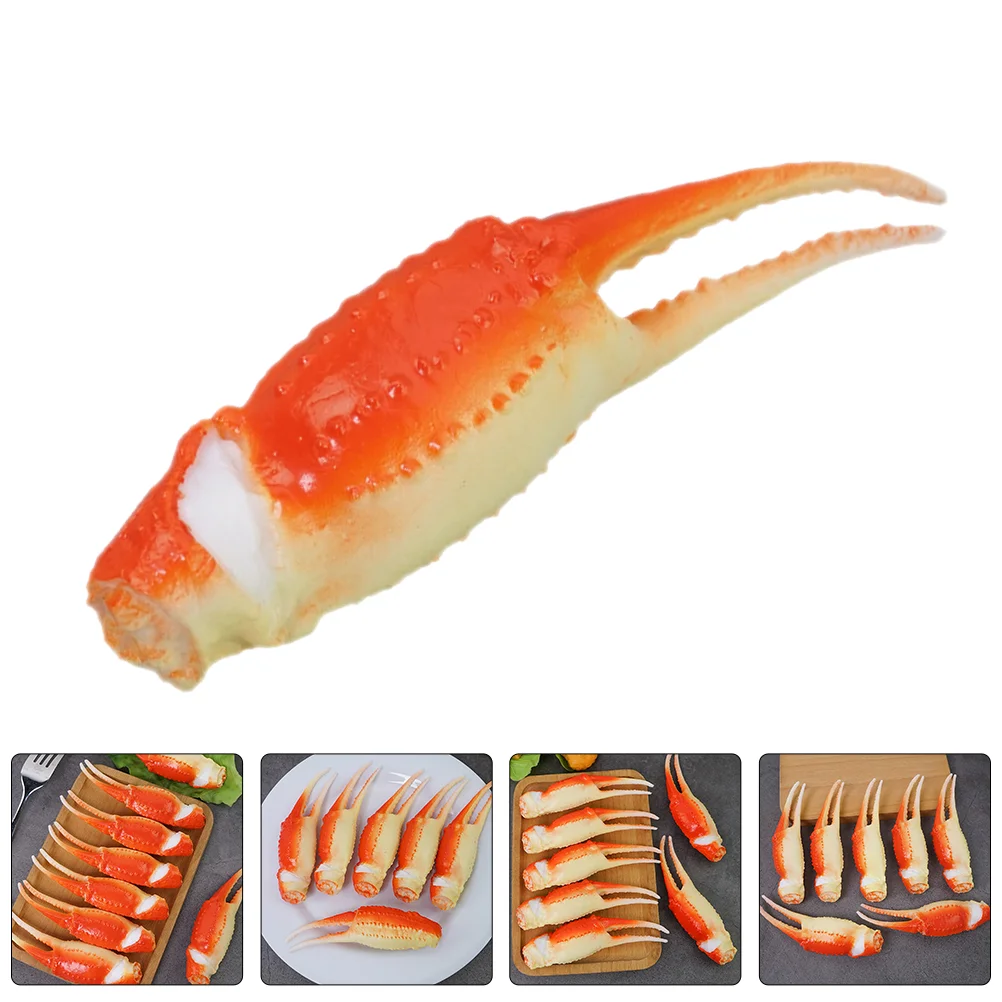 

3 Pcs Imitation Crab Legs Party Claw Fake Ornaments Compact Decor Orange Living Room Table Simulated Toy