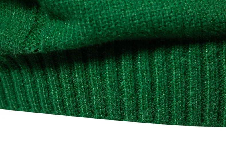 Mens Green Knitted Winter Sweater 2023 New Soft Warm Mock Turtleneck Sweaters Fashion Casual Crewneck Solid Color Pullovers Male