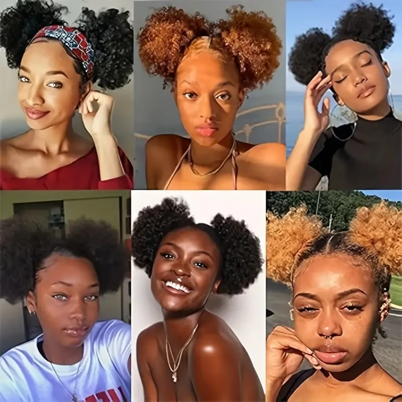 

Clip In Ponytail for Women, Afro Puff Drawstring Ponytail, Afro Puff Drawstring Ponytail for Women, Large Black Afro Hair Bun